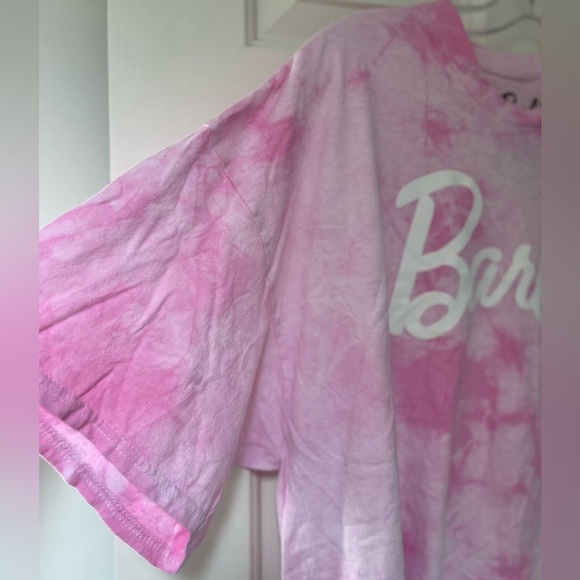 NWOT Pink Barbie Tie-Dye Cropped Graphic Tee T-Shirt XL - Picture 7 of 10